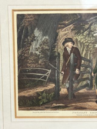 Coppia di antiche litografie di caccia