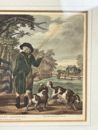 Coppia di antiche litografie di caccia