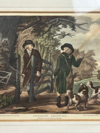Coppia di antiche litografie di caccia