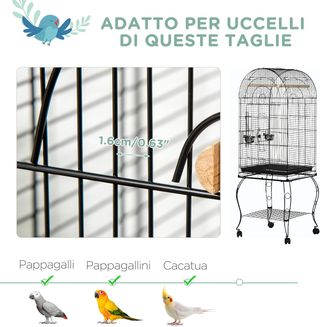 Jaula para Aves y Canarios con Ruedas y Bandeja Extraíble, Voladera para Pajaritos de Acero, 51X51X153 Cm, Negro