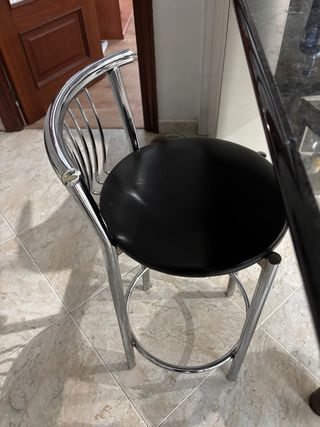 Taburete Alto Cocina Negro y Plata