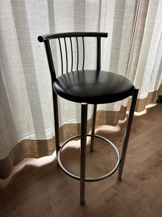 Taburete Alto Cocina Negro y Plata