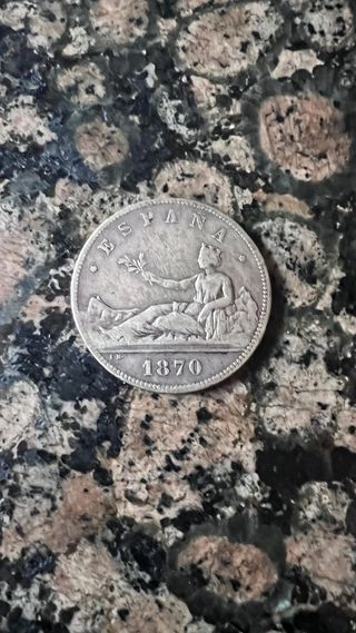 Moneda España 5 Pesetas 1870