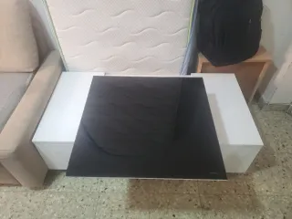 Mesa de centro elevable cristal y madera