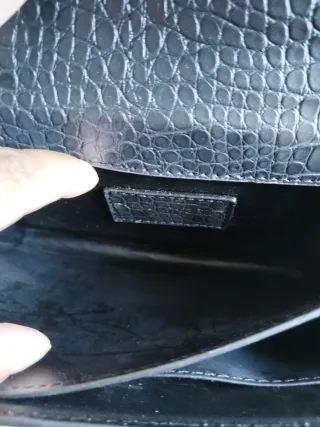 Borsa Saint Laurent nera effetto coccodrillo