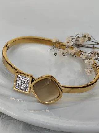 Brazalete Oro Laminado 18k con Piedras