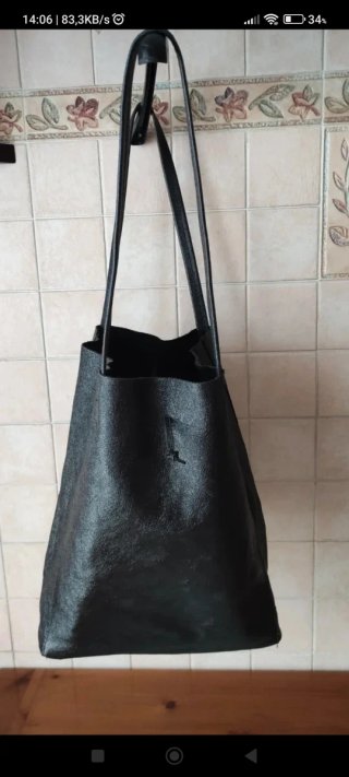 Borsa donna a spalla nera tutta in pelle