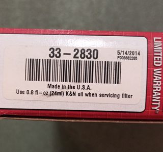 Filtro Aire Alto Rendimiento K&N 33-2830