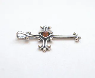 Colgante Cruz Ámbar Plata