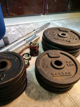 Pesas 36 kilos mancuernas y barras