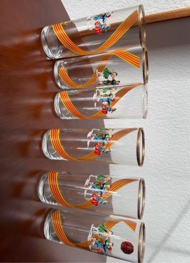6 Vasos Tubo Vintage Cataluña