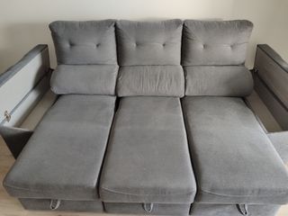 Sofá cama gris tela