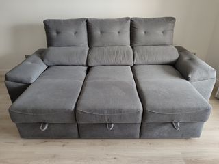 Sofá cama gris tela