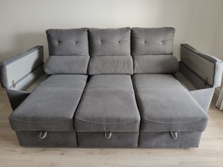 Sofá cama gris tela