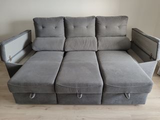 Sofá cama gris tela