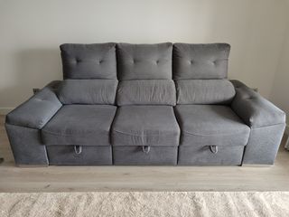 Sofá cama gris tela