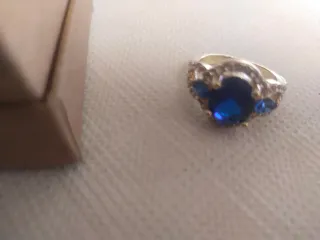 Anillo Plata con Zafiro Azul y Oro
