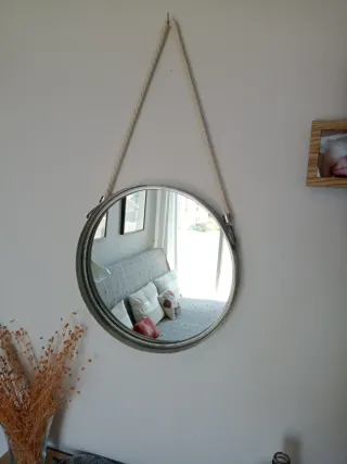 Espejo Redondo Pared Cuerda