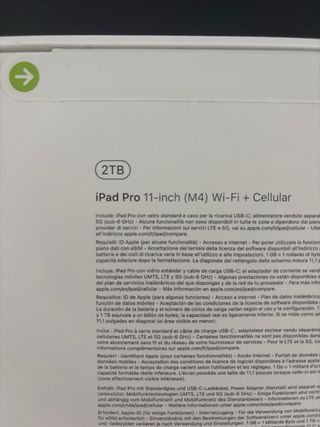 Ipad pro M4 11” 2TB