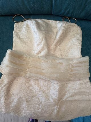 Vestido Novia Palabra de Honor y sobrevestido