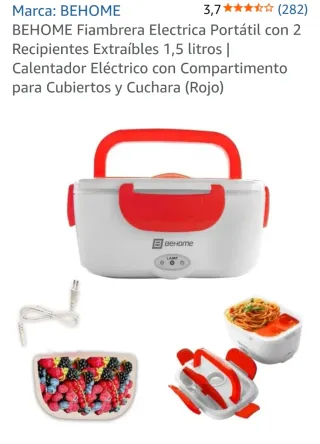 BEHOME Fiambrera Eléctrica Portátil Roja