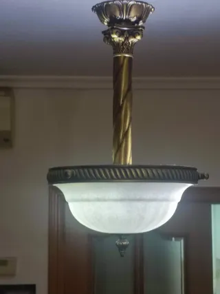 Lámpara Bronce y Alabastro vintage