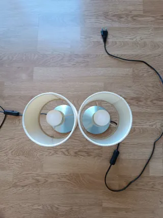 2 Lámparas Mesa Ikea Plata/Beige