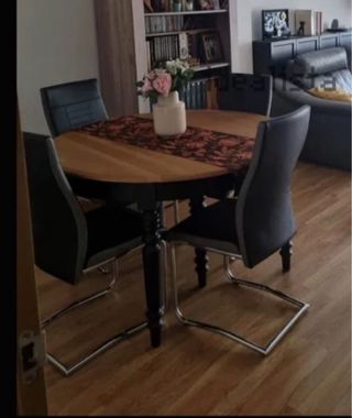 Mesa de comedor redonda madera, extensible 2m