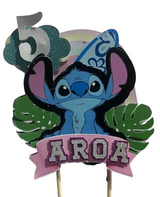 Topper Tarta Personalizado Stitch 5 Años