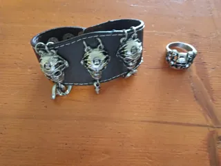 Bracciale teschio e anello teschio