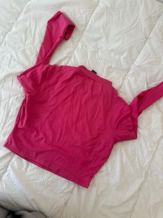 Crop top manga larga rosa talla única
