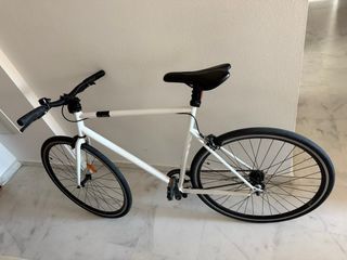 Bicicleta Fixie Elops 500 Blanca + Luces