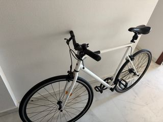 Bicicleta Fixie Elops 500 Blanca + Luces