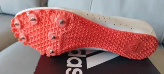 Zapatillas Adidas Clavos Correr Blancas Naranja