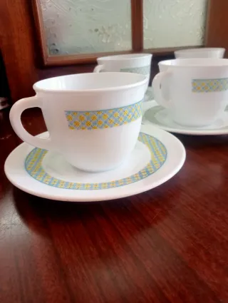 Juego 6 tazas de café con platillos