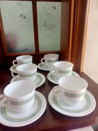 Juego 6 tazas de café con platillos