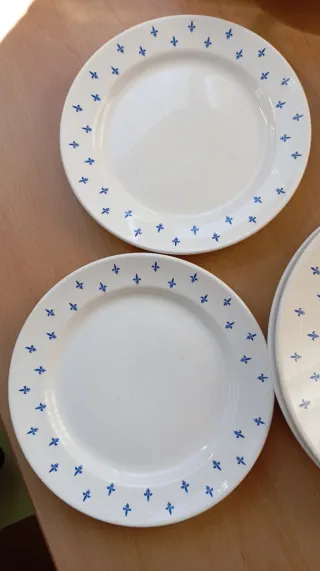 Vajilla porcelana azul y blanca Flor de Lis