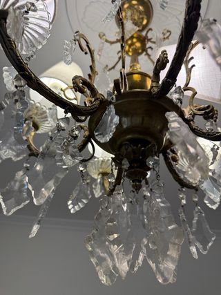 Lámpara de Techo Vintage Bronce y Cristal