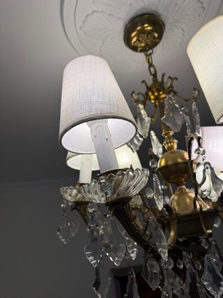 Lámpara de Techo Vintage Bronce y Cristal