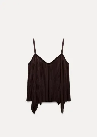 Top Zara Marrón Plisado