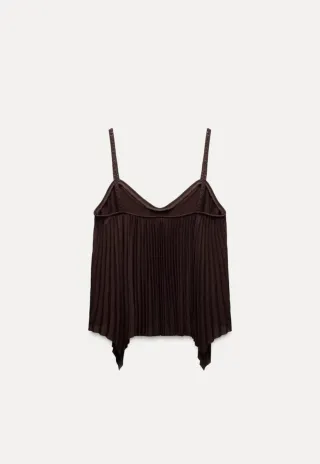 Top Zara Marrón Plisado