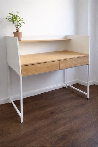 Escritorio moderno con 2 cajones – madera y blanco