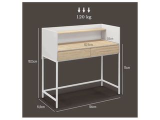 Escritorio moderno con 2 cajones – madera y blanco