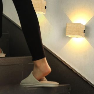 Aplique Pared LED Madera Sensor Movimiento