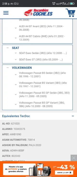 Juego Cojinete Rueda ABS 85mm Audi Seat