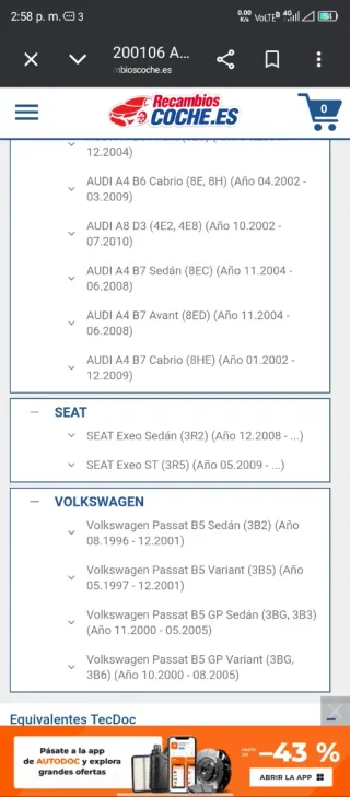 Juego Cojinete Rueda ABS 85mm Audi Seat