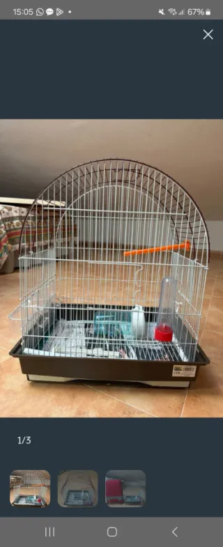 Gabbia per uccelli marrone e bianca