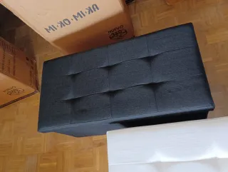 PUFF BAUL NEGRO ALMACENAJE 76x38x38 NUEVO