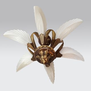 Par de Lámparas Candelabros Art Déco 6 Tulipanes