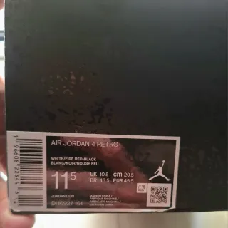 Air Jordan red cement 4 retro,original box, tg45.5